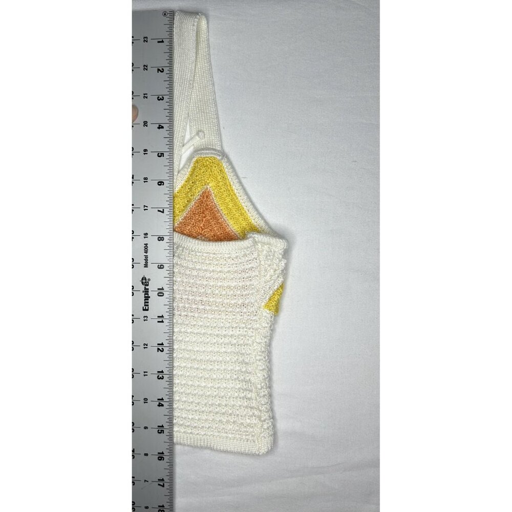Madden NYC Crochet Knit Tank Top Womens M White Rainbow Stripe Boho Festival - Picture 3 of 9
